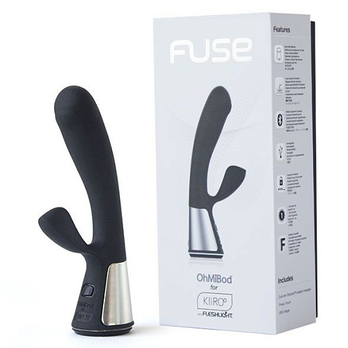 Чёрный интерактивный вибратор OhMiBod Kiiroo Fuse E28475 (18 см)
