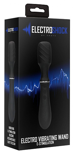 Чёрный универсальный вибратор с электростимуляцией Shots Media BV Electro Vibrating Wand ELC018BLK