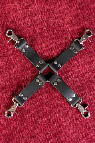 Черный кожаный бондажный переходник ToyFa 704006