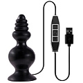 Чёрная фигурная пробка с вибрацией, работающая от USB Dream Toys MENZSTUFF SPINDLE 10FUNCTION BUTT PLUG 21132