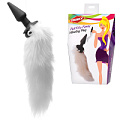 Анальный плаг с игривым пушистым хвостиком XR Brands White Fox Tail Vibrating Butt Plug AE179 (10 см)