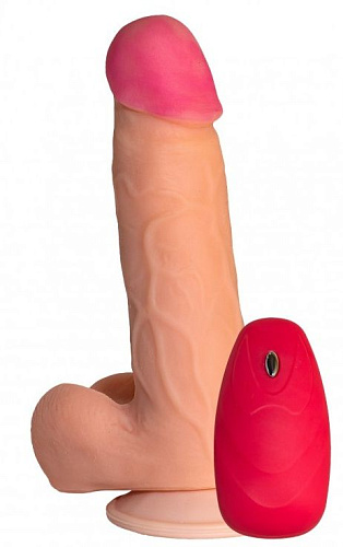 Телесный реалистичный вибратор с пультом Сумерки богов №70 3204-70 BX DD (17 см)