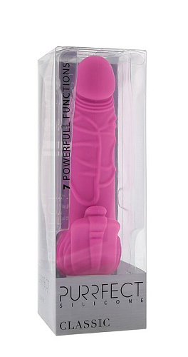 Розовый вибратор с лепестками у основания Dream Toys PURRFECT SILICONE CLASSIC 7INCH PINK 20775 (18 см)