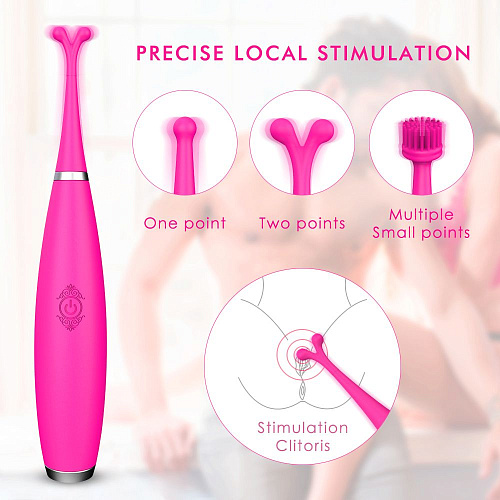 Розовый ультратонкий вибростимулятор с набором насадок S-HANDE SPARKLE SHD-S101-2