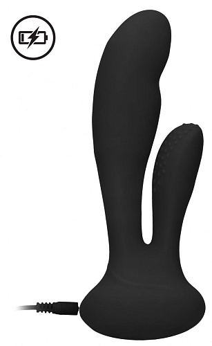 Чёрный вибратор Shots Media BV G-Spot and Clitoral Vibrator Flair ELE013BLK (17,5 см)