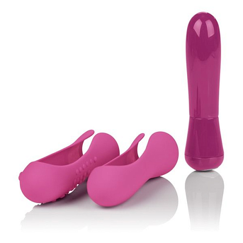 Розовый мини-вибромассажёр с двумя сменными насадками Jopen Io Pink JO-8046-00-3 (10,7 см)