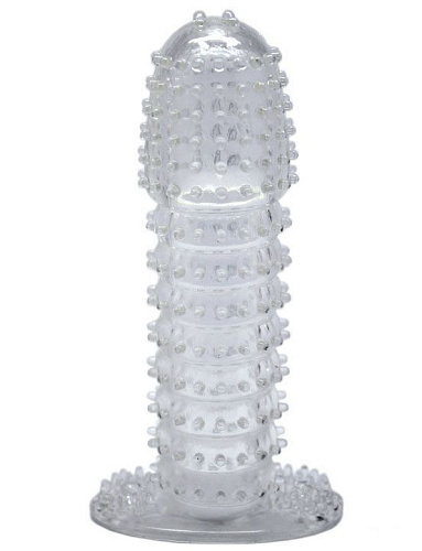 Прозрачная закрытая насадка с шипиками Eroticon 31015 (12 см)
