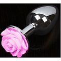 Серая анальная пробка с розовой розочкой Пикантные штучки DPLS005ROSEP (8,5 см)