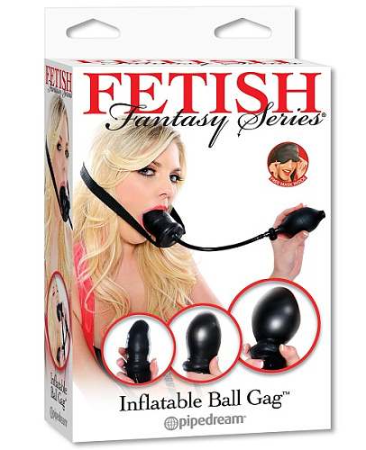 Чёрный кляп-расширитель Pipedream Inflatable Ball Gag PD3914-23
