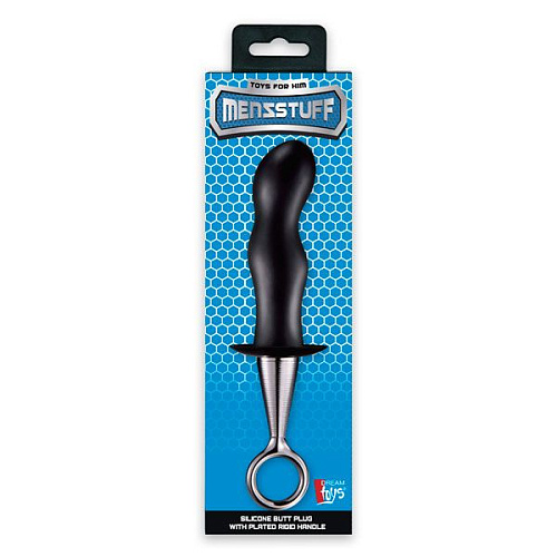 Чёрный изогнутый анальный плаг с серебристой рукояткой Dream Toys ANAL PLUG WITH PLATED HANDLE 21609