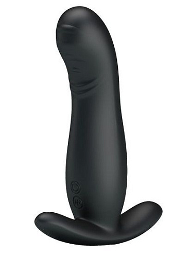 Вибростимулятор простаты чёрного цвета с язычком в головке Baile BI-040053-0801