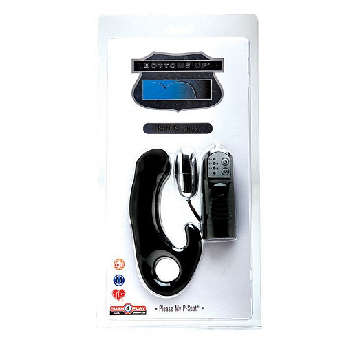 Чёрный массажёр простаты с вибрацией Topco Sales Bottoms Up Butt Silicone Please My P-Spot 1071696