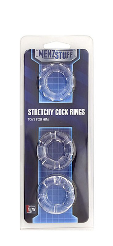Набор из 3 прозрачных эрекционных колец Dream Toys MENZSTUFF STRETCHY COCK RINGS 20835