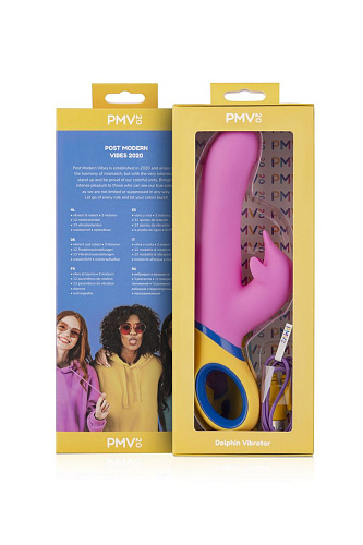 Розовый вибратор с клиторальным отростком EDC Copy PMV20-1 (23 см)