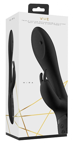 Чёрный вибромассажёр-кролик Shots Media BV Mira VIVE022BLK (21,5 см)