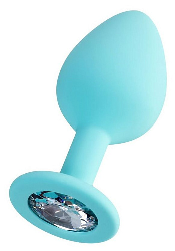 Мятная анальная втулка с прозрачным кристаллом ToyFa Brilliant 357033 (8 см)