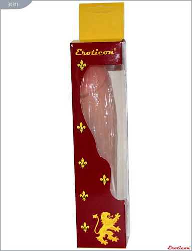 Телесный вибратор с бороздками и шишечками на стволе Eroticon 30311 (23 см)