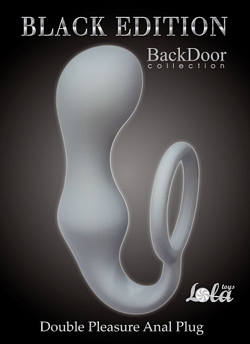 Серое эрекционное кольцо с анальной пробкой Lola toys Double Pleasure Anal Plug 4217-02Lola