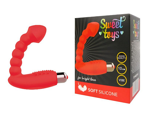 Красный массажёр простаты с вибрацией Bior toys ST-40139-3 (10 см)