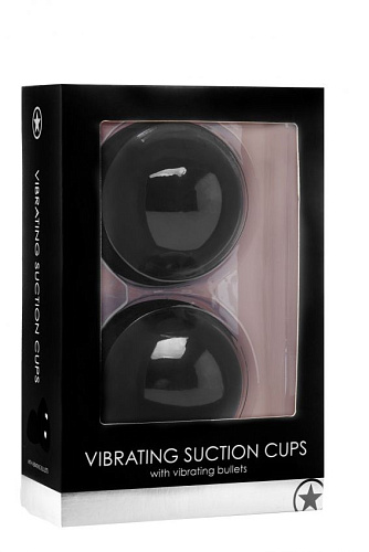 Чёрные вакуумные присоски с вибрацией Shots Media BV Vibrating Suction Cup OU159BLK
