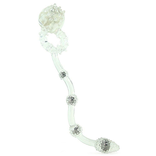 Прозрачное эрекционное кольцо с анальной цепочкой California Exotic Novelties SE-1809-10-3