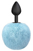Чёрная анальная пробка с голубым пушистым хвостиком Lola toys Fluffy 4017-03lola