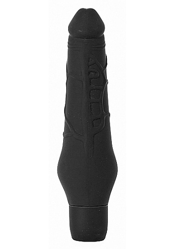 Чёрный силиконовый фаллоимитатор с вибрацией Shots Media BV SHT141BLK (25,2 см)