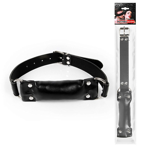 Чёрный кляп-трензель на кольцах и регулируемом ремешке Bior toys NTB-80343