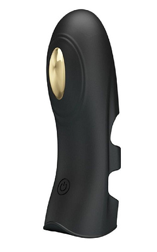 Чёрная вибронасадка на палец с электростимуляцией Baile Pegasus BI-014784