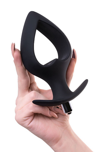 Чёрная вибровтулка с полой серединой в виде сердечка POPO Pleasure Cordis L 731437 (17 см)