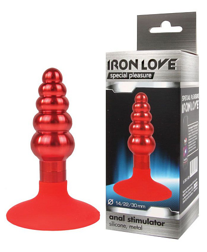 Красная анальная пробка-ёлочка с ограничителем Bior toys IL-28011-RED (9 см)