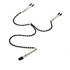 Серебристые зажимы на соски с чёрной цепочкой California Exotic Novelties Tweezer Intimate Clamps SE-2610-15-2