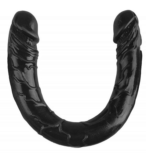 Чёрный двухсторонний спиралевидный фаллоимитатор Сумерки богов 1017-51 BX DD (37 см)