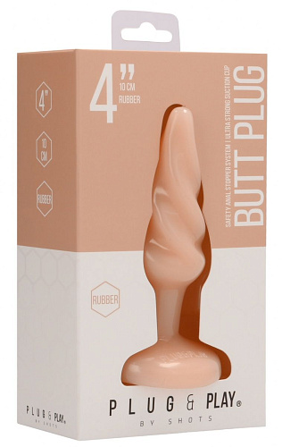 Телесная витая анальная пробка Shots Media BV Rounded 4 Inch PLU005FLE (10 см)