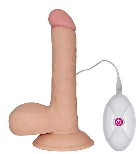 Вибратор-реалистик с выносным пультом телесного цвета Lovetoy The Ultra Soft Dude LV1091 (19 см)