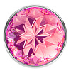 Большая серебристая анальная пробка с розовым кристаллом Lola toys Diamond Pink Sparkle Large 4010-03Lola (8 см)