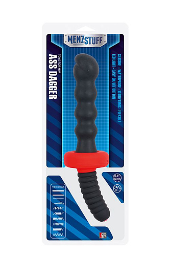 Чёрный двусторонний вибромассажёр для анальной стимуляции Dream Toys MENZSTUFF ASS DAGGER KNOTTED 20900 (30 см)