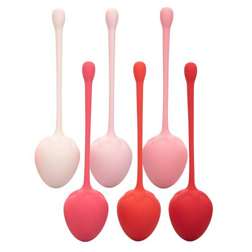 Набор из 6 разноцветных вагинальных шариков-клубничек California Exotic Novelties Kegel Training Set Strawberry SE-1290-20-3