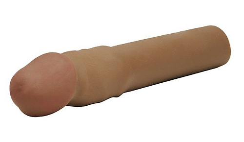 Бежевая насадка-удлинитель Topco Sales CyberSkin 4 inch Xtra Thick Transformer Penis Extension Dark 1008497