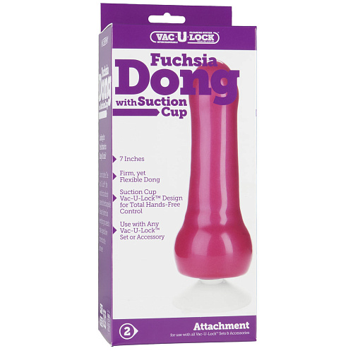 Насадка цвета фуксии на страпон Vac-U-Lock Doc Johnson Fuchsia Dong with Suction Cup 1050-11-BX