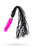 Розовый вибратор с чёрной полиуретановой плёткой ToyFa 901407-9 (16 см)