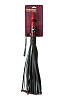 Чёрный кожаный флоггер с красной точёной ручкой ToyFa 700035 (60 см)