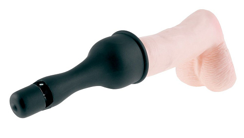 Чёрный вибростимулятор для головки члена с сосущим эффектом Pipedream Vibrating Silicone Head-Master PD2115-23