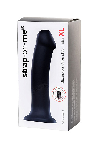 Чёрный фаллос на присоске Strap-on-me Silicone Bendable Dildo XL 6013168 (20 см)