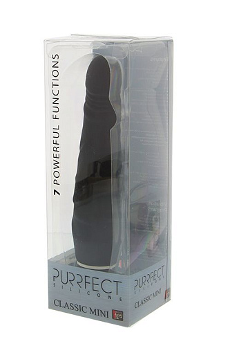 Чёрный вибратор-реалистик с зауженным кончиком Dream Toys PURRFECT SILICONE CLASSIC MINI 21151 (14 см)