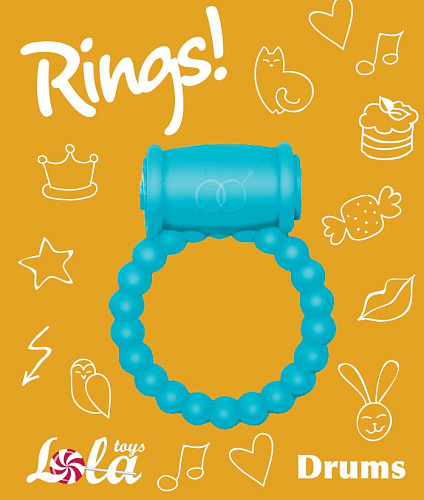 Голубое эрекционное кольцо Lola toys Rings Drums 0114-51Lola