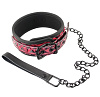 Красно-чёрный кожаный ошейник с поводком Erokay Collar With Leash EK-3103R
