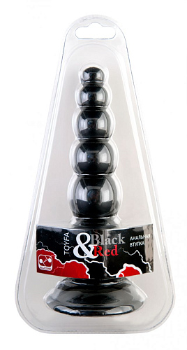 Чёрная анальная ёлочка с 6 шариками ToyFa 901329-5 (17,5 см)