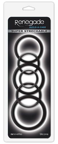 Набор чёрных эрекционных колец NS Novelties Build A Cage Rings NSN-1106-03