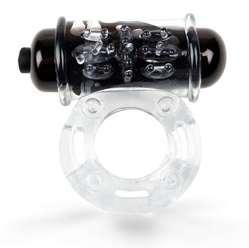 Прозрачное эрекционное кольцо c вибропулей Brazzers BRC025